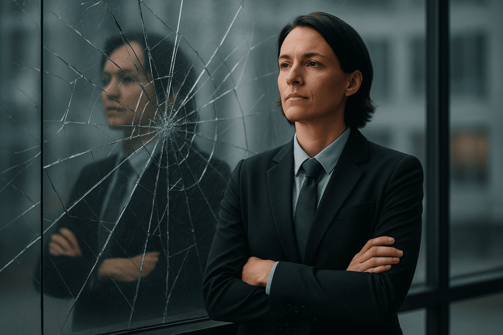 Leadership Confidence: How to Recover from Setbacks 11 Leadership Confidence: Leader looking out broken window